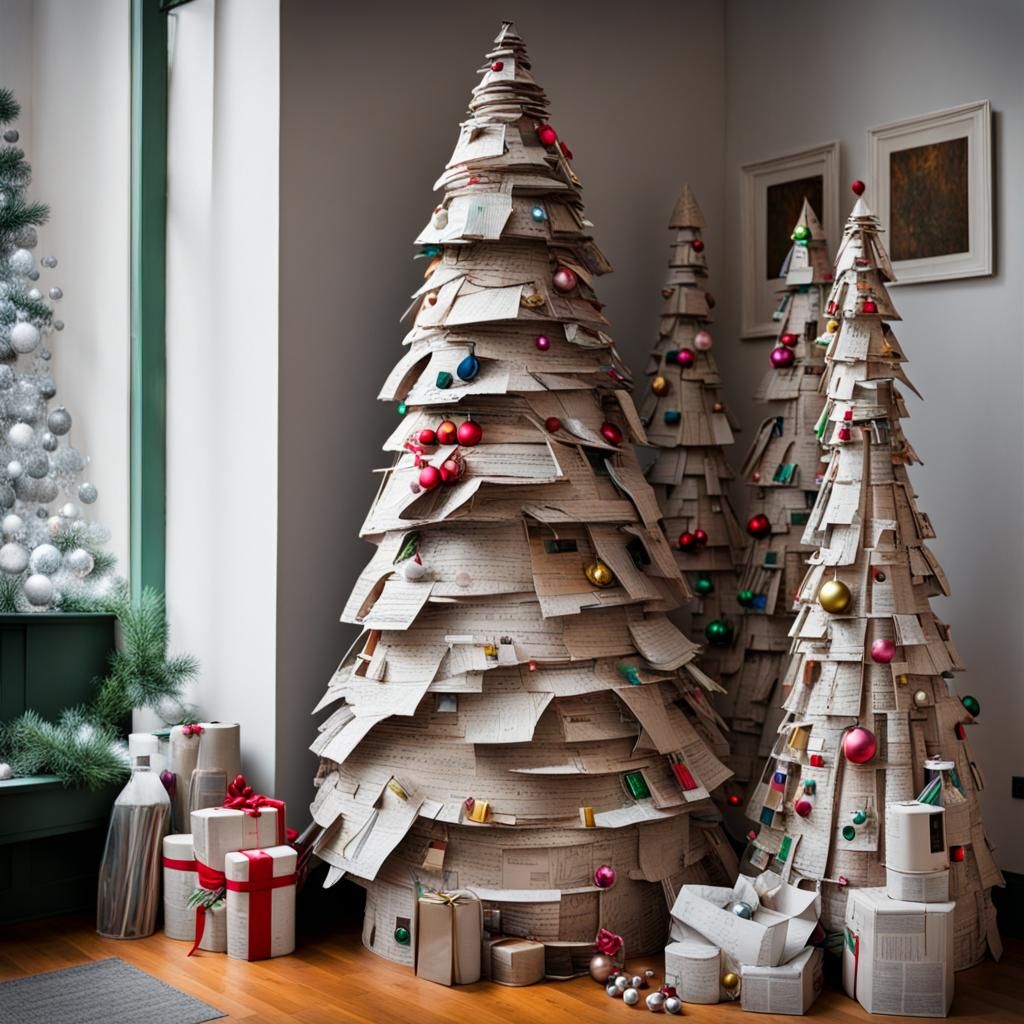 Festive Christmas Tree Made From Recycled Materials