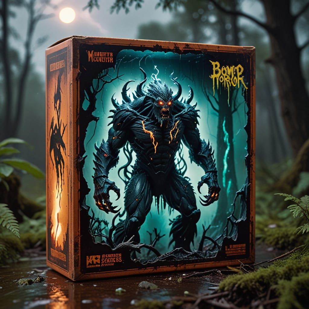 Vintage Horror Monster Box Art in Faded Colors