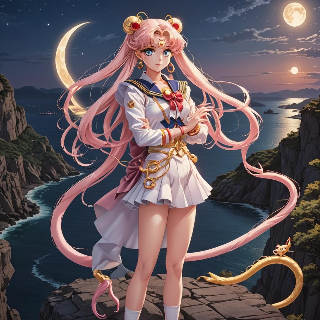 Sailor Moon and Mink Snake Anime-Style Artwork