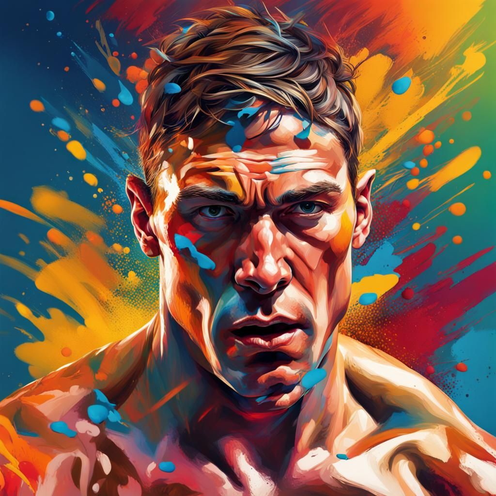 Hyperrealistic Athlete in Dramatic Splash Art Style