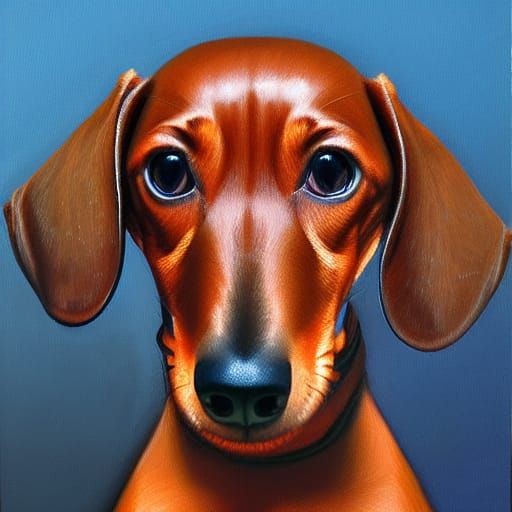 Dachshund Oil Painting in Gurney Style