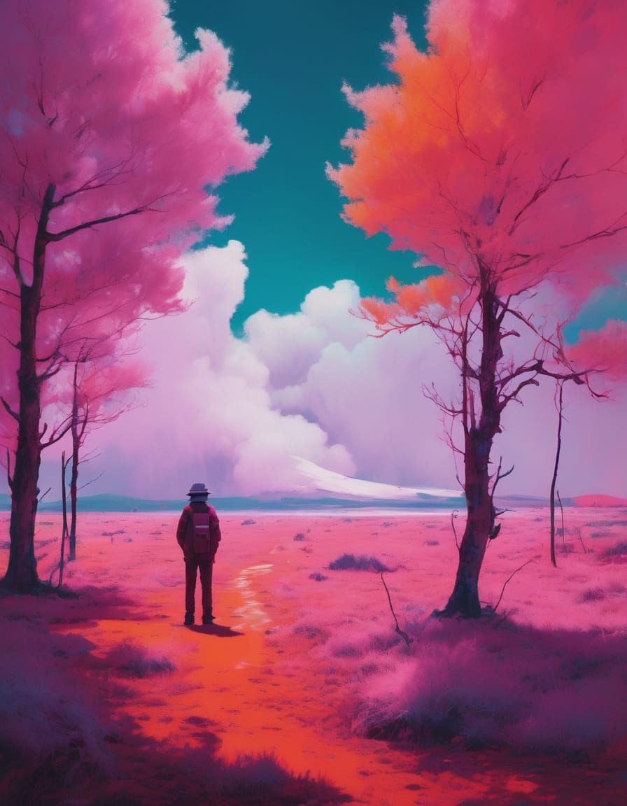 Ethereal Infrared Portrait in Vibrant, Dreamlike Atmosphere
