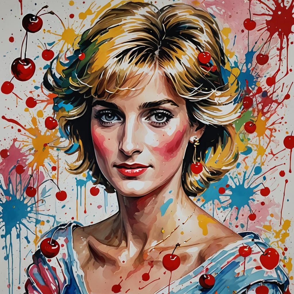 Princess Diana as Cherry in Expressionist Splash Art