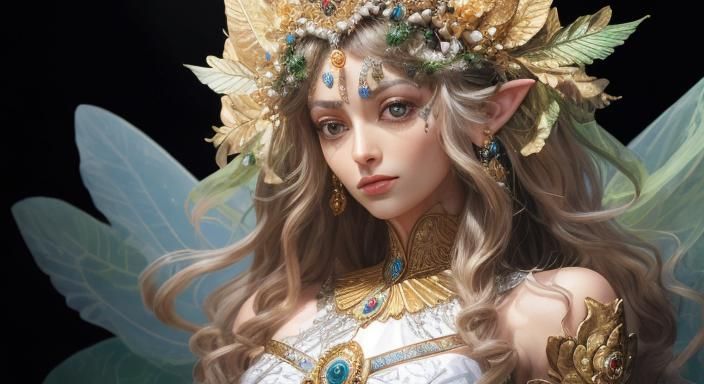 Hyperrealistic Portrait of Lady Palutena, Fairy Empress