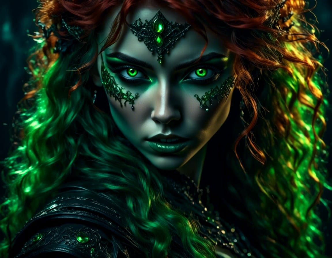 Ethereal Beauty: Woman with Emerald Eyes