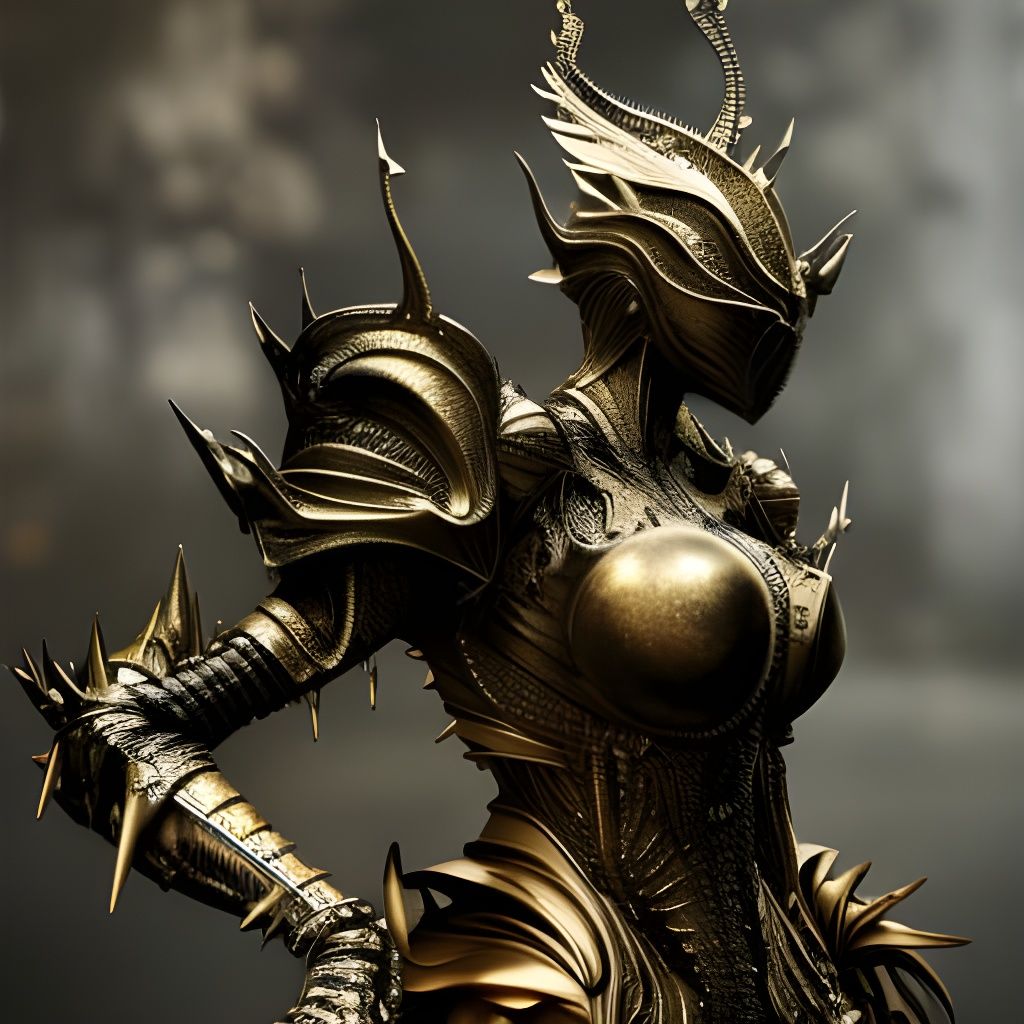 Dark Metal Valkyrie in Hyperrealistic 3D Render