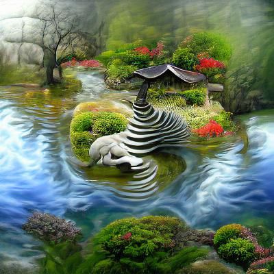 Japanese fantasy garden Art of Illusion serene
