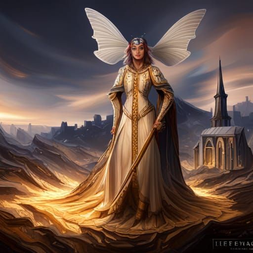 Moth Saint in Ash World: Digital Illustration