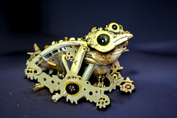 Steampunk Clockwork Frog in 8K 3D