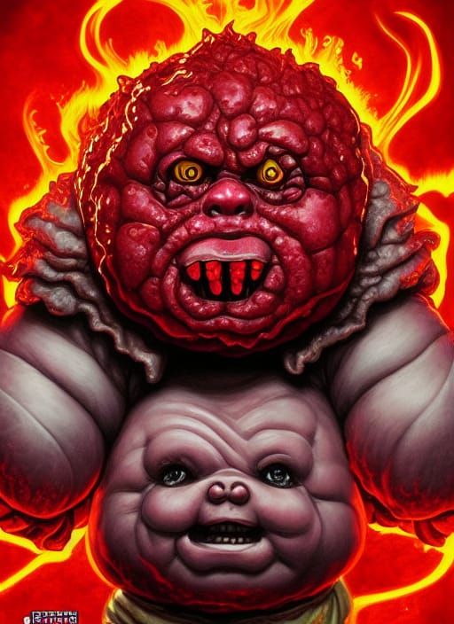 Surreal Demon Doll Portrait in Comic Book Style