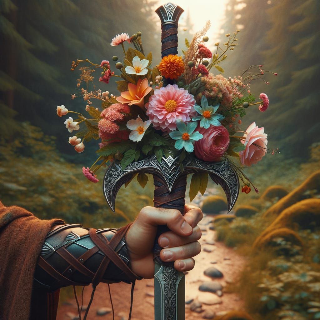 Fantasy Flower Sword in Forest Glade