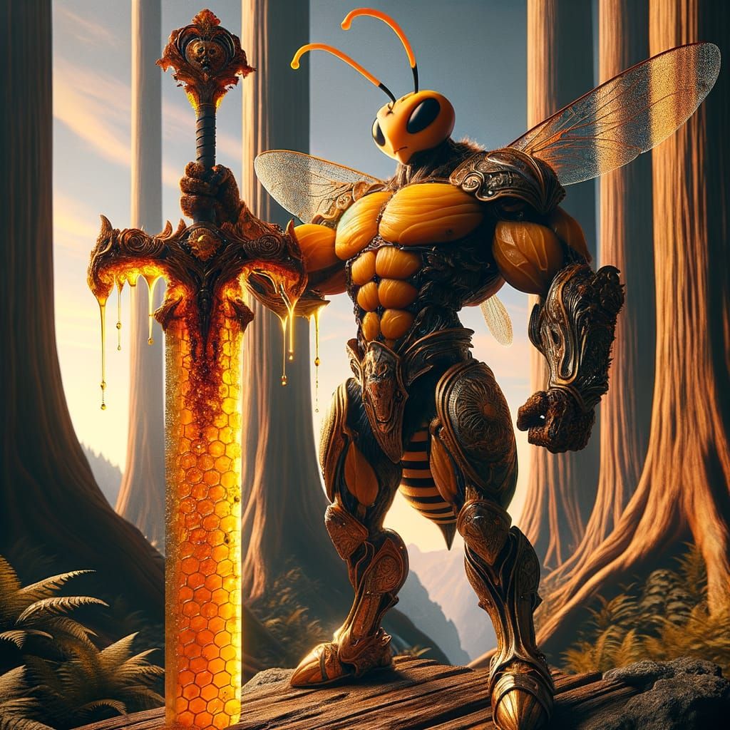 Barbarian Bee Warrior with Honey Greatsword