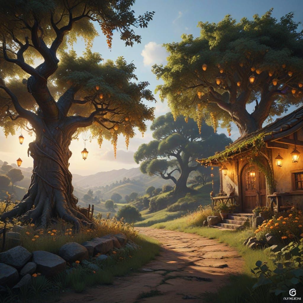 Cinematic Vineyard Scene in Warm, Golden Light