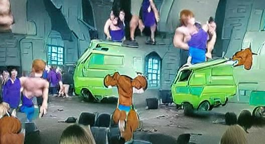 Scooby Doo Shows Off His Muscles
