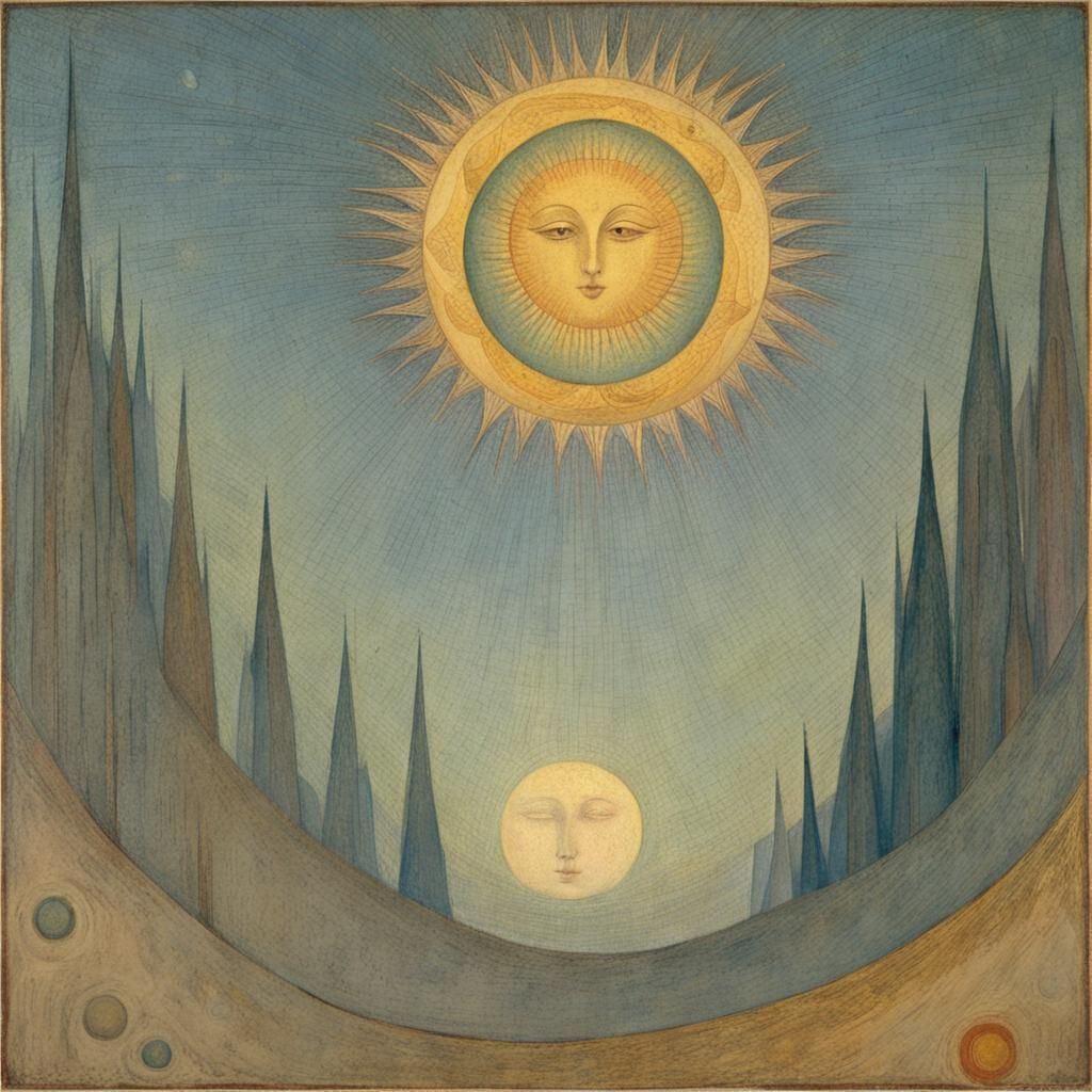 Symbolist Sun and Moon Dreamscape
