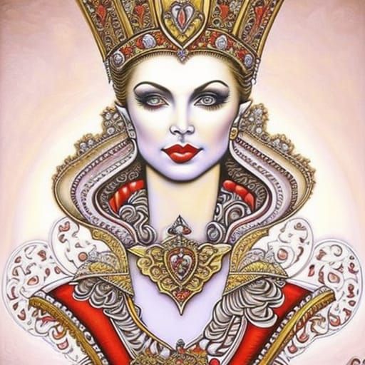 Queen of Hearts Portrait in Visionary Art Style