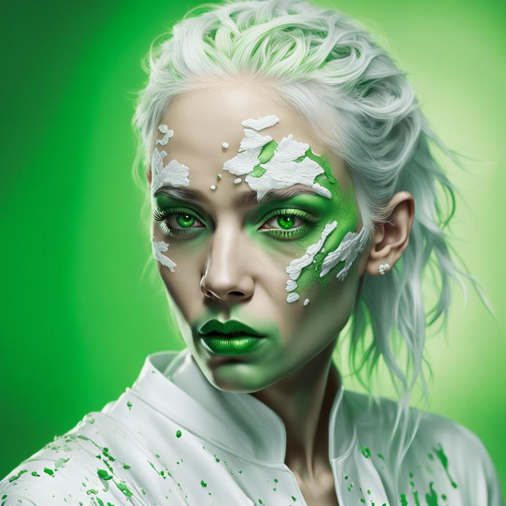 Intriguing Woman with Piercing Eyes: Hyperrealistic Splash A...