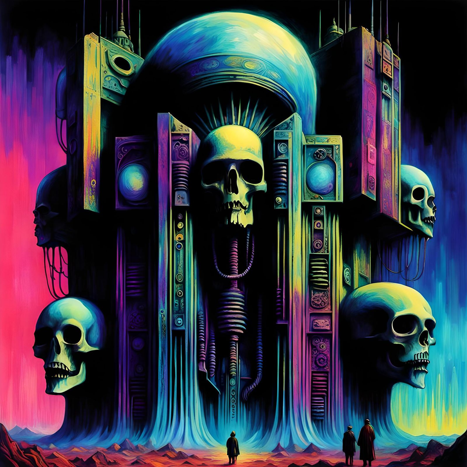 Gothic Psychedelic Art with Glitch and Ethereal Elements