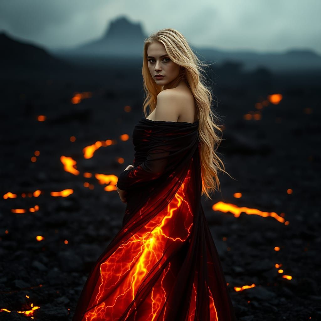 Lava Dress: Ethereal Beauty in Volcanic Landscape