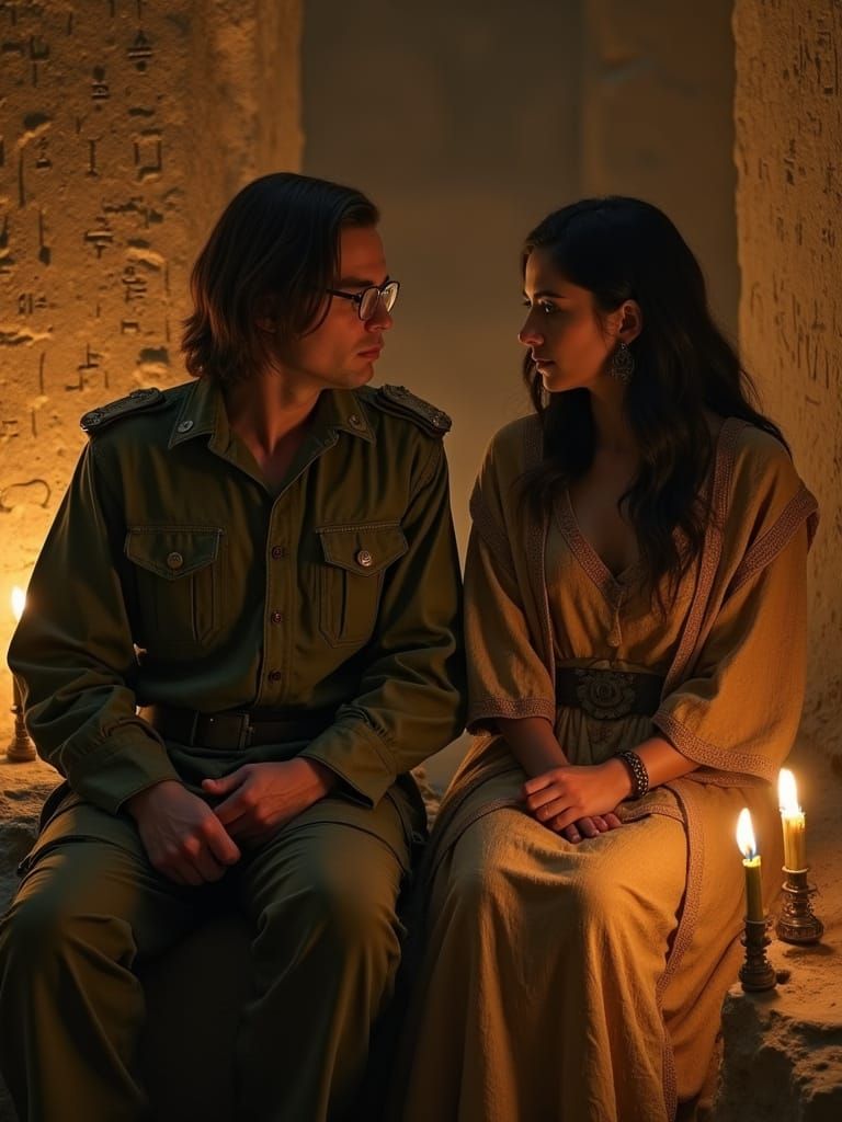 Dramatic Scene of Military and Ancient Cultures in Candlelit...