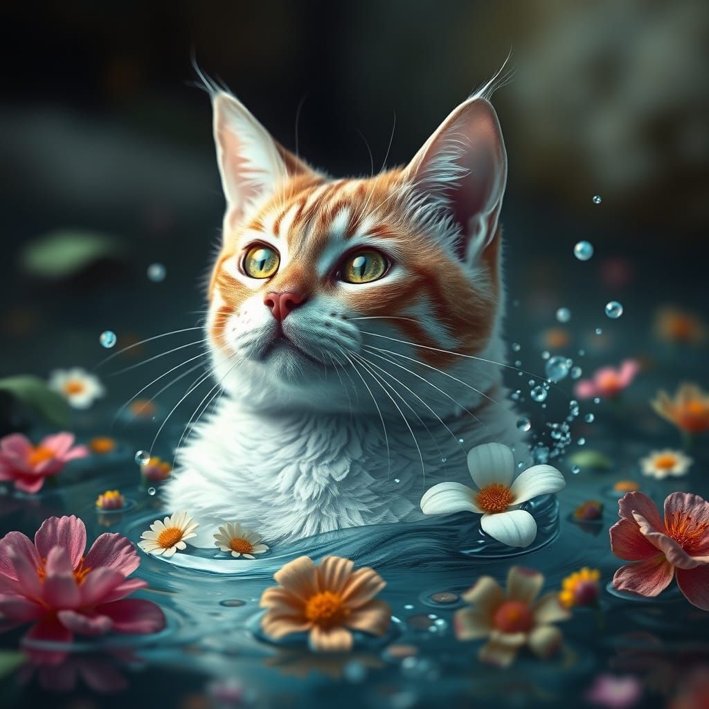 Enchanted Feline in Vibrant Florals