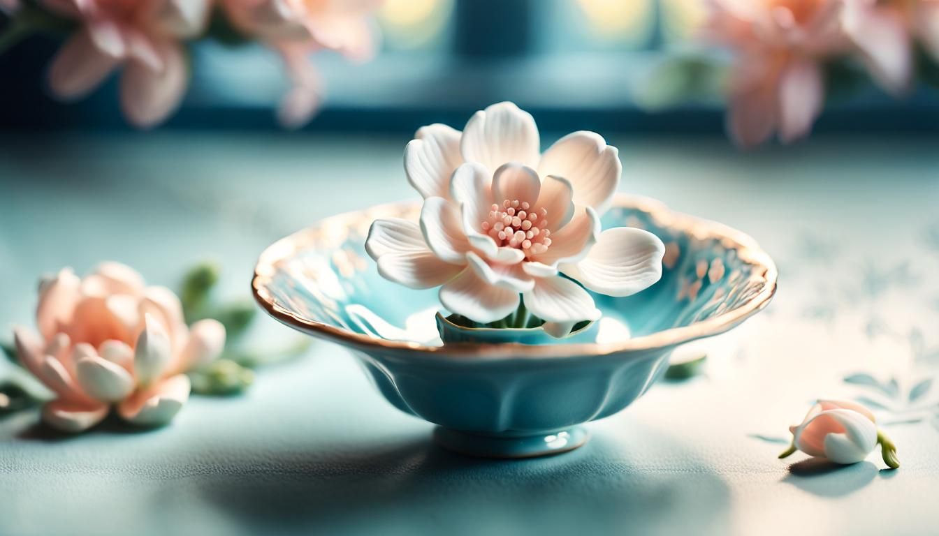 Porcelain Flower Macro in Soft Pastel Colors