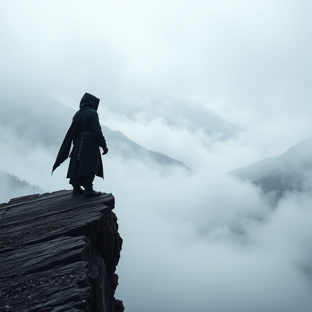 Misty Valley: Cinematic Landscape of a Lone Figure