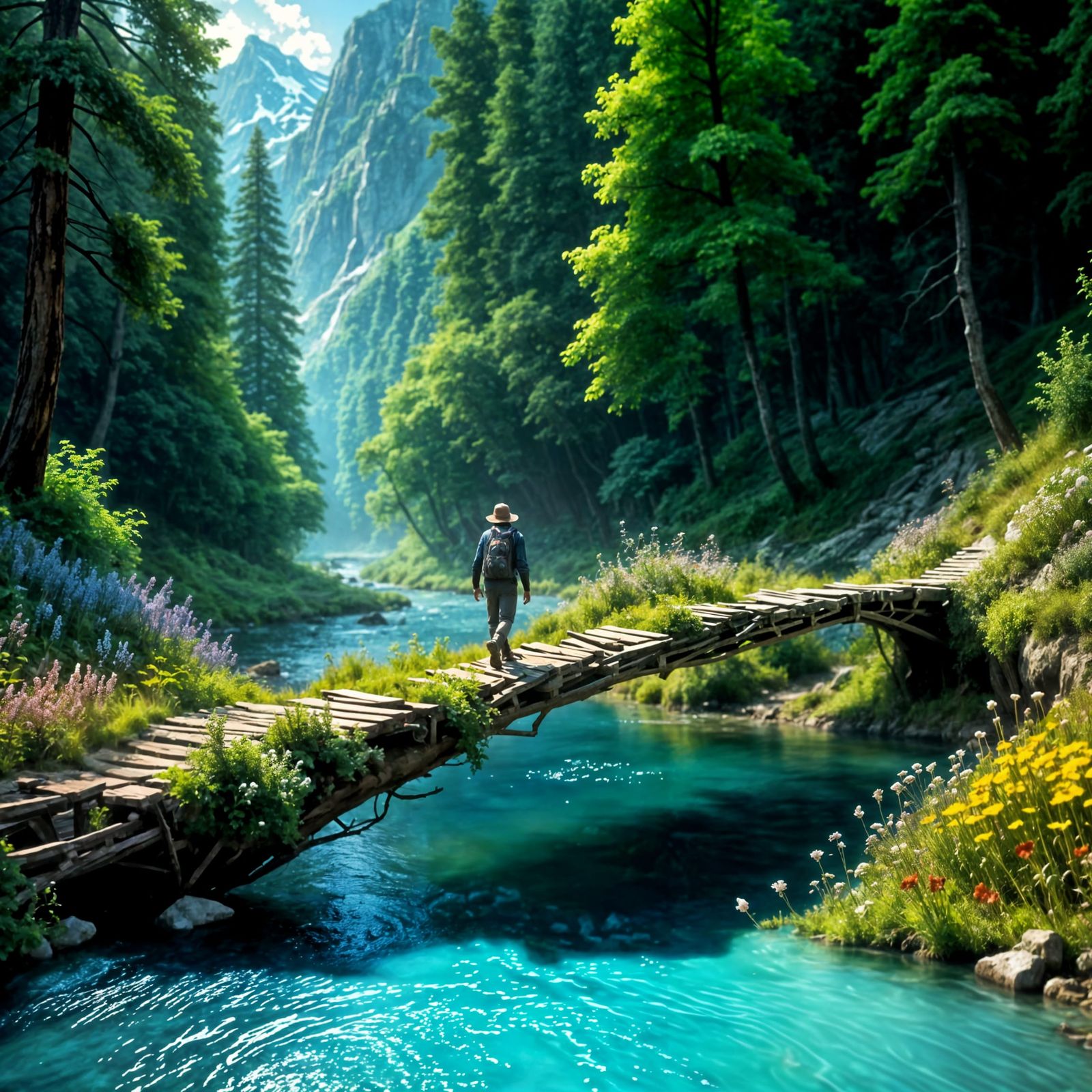Epic Forest River Landscape in Detailed Digital Painting