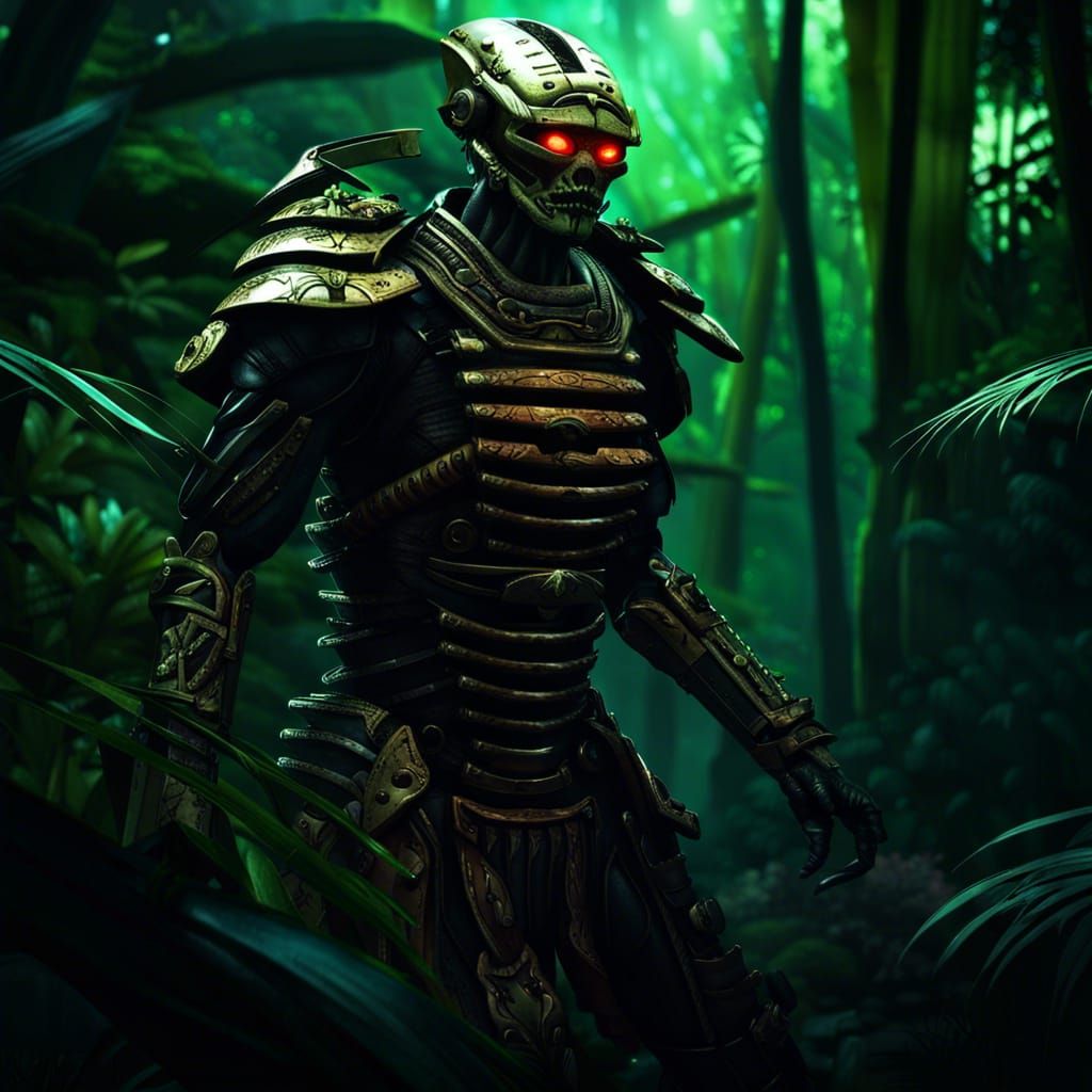 Undead Cyborg Samurai in Jungle, Sci-Fi Horror