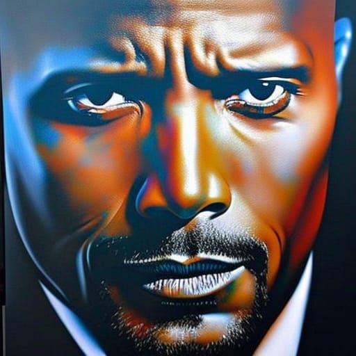 Dwayne Johnson Portrait in David Walker Style