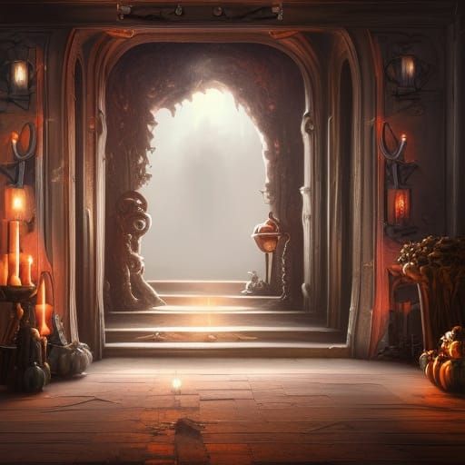 Spooky Doorway in Shop: Detailed Matte Painting