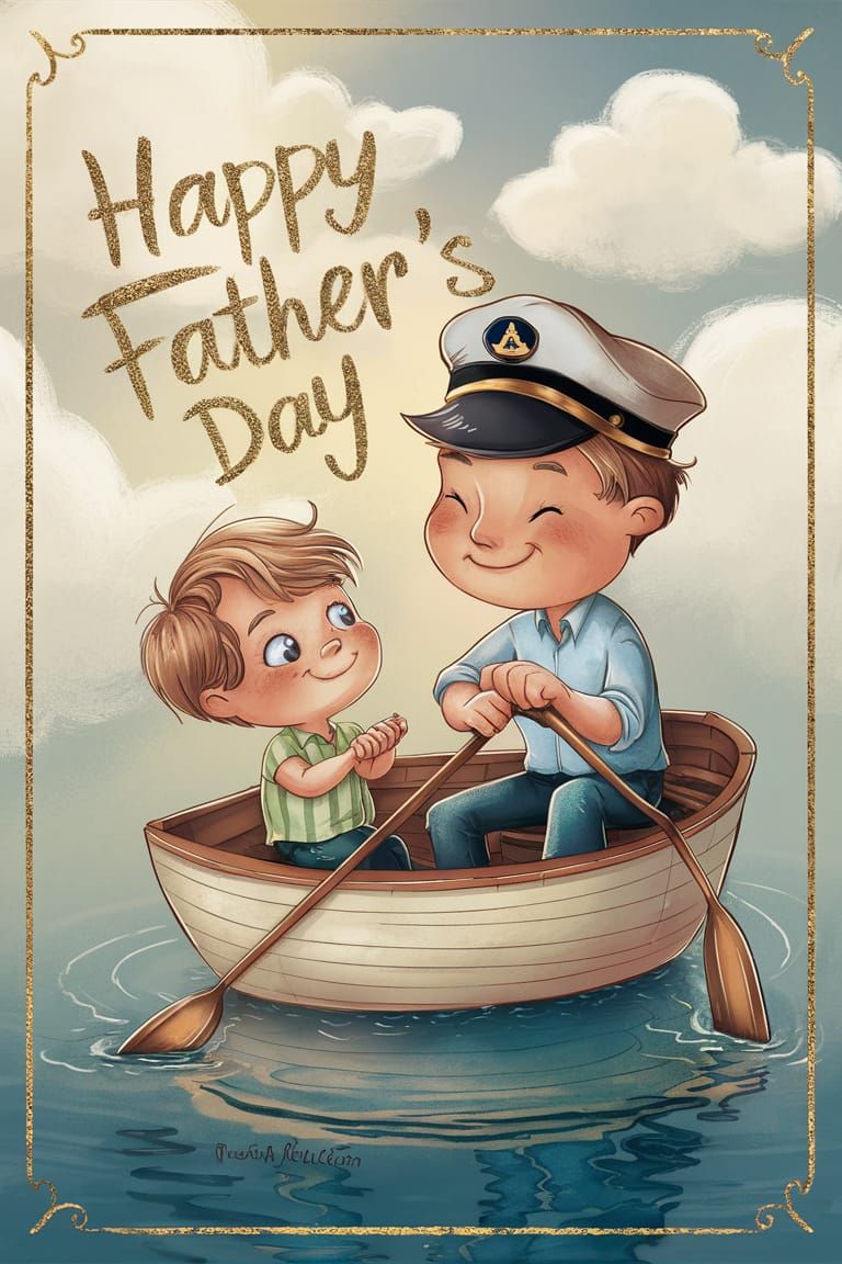 Father and Son on a Boat: Father's Day Card