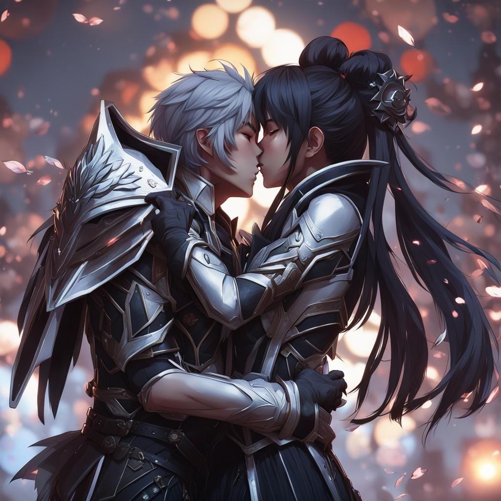 Romantic Kiss in Detailed 3D Anime Style