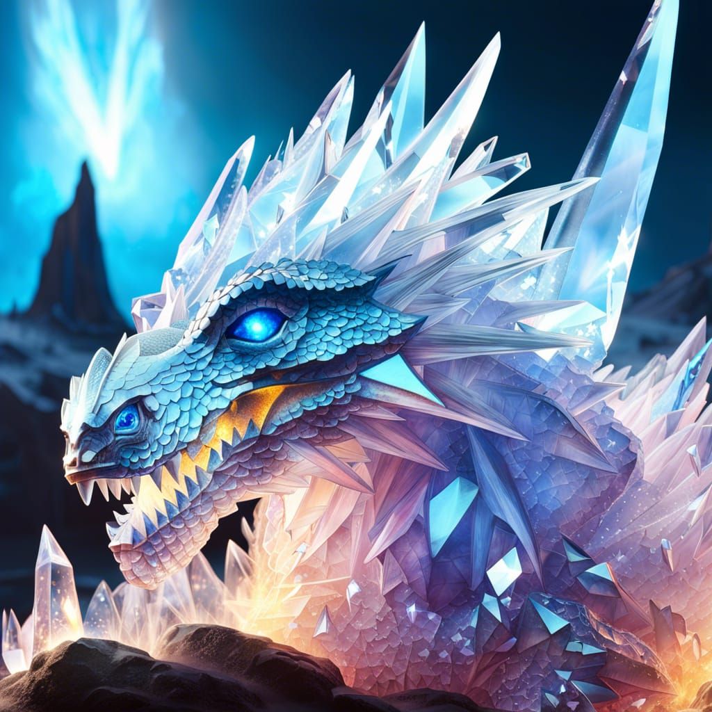 Fantasy Crystal Dragon with Glowing Shards