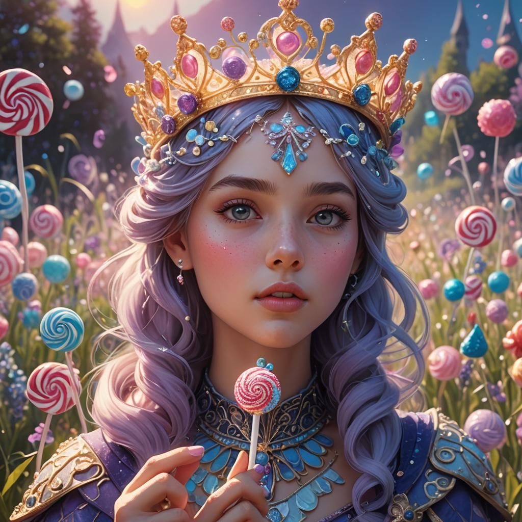 Girl with Lollipop in Art Nouveau Fantasy Style
