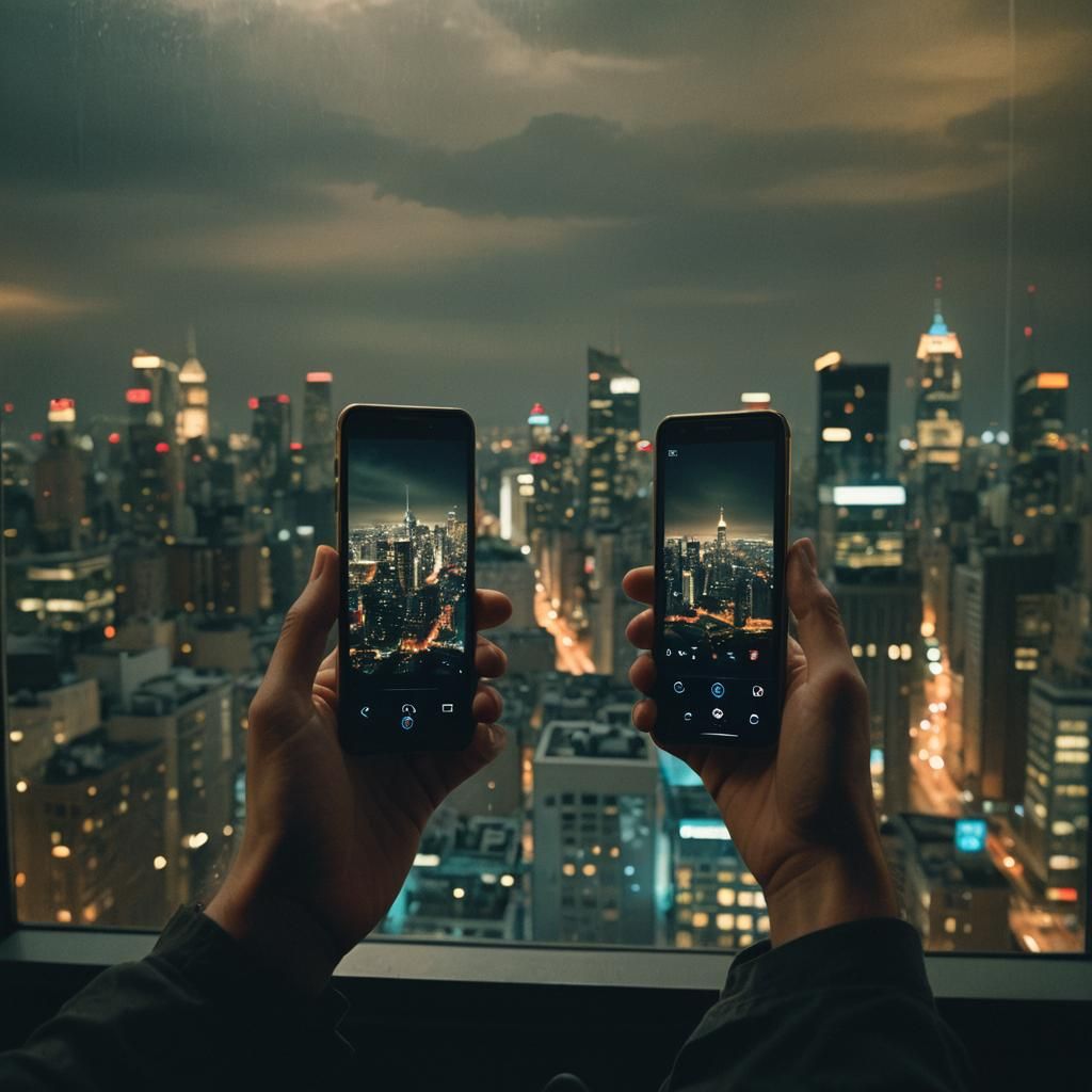 Smartphone in Golden Light: A Cinematic Film Still