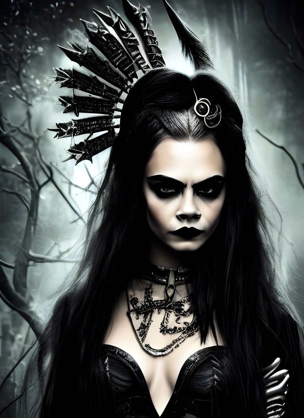 Cara Delevingne as Aztec Enchantress in Gothic Art
