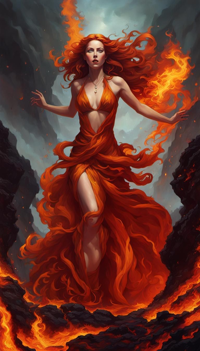 Woman of Fire and Flames