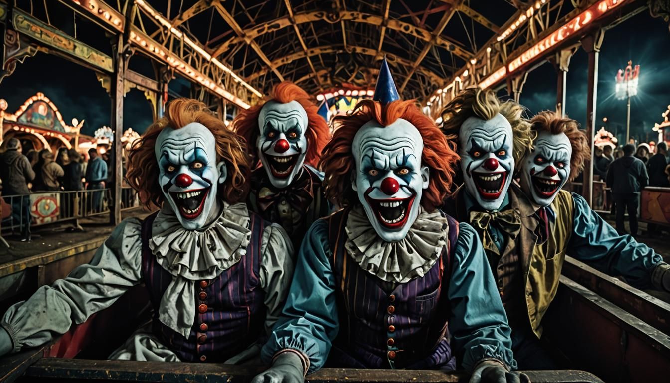 Terrified Faces in Horror Park, Moody Art