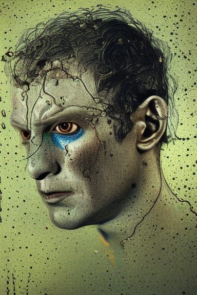 Superman Portrait in Mixed Media Digital Art