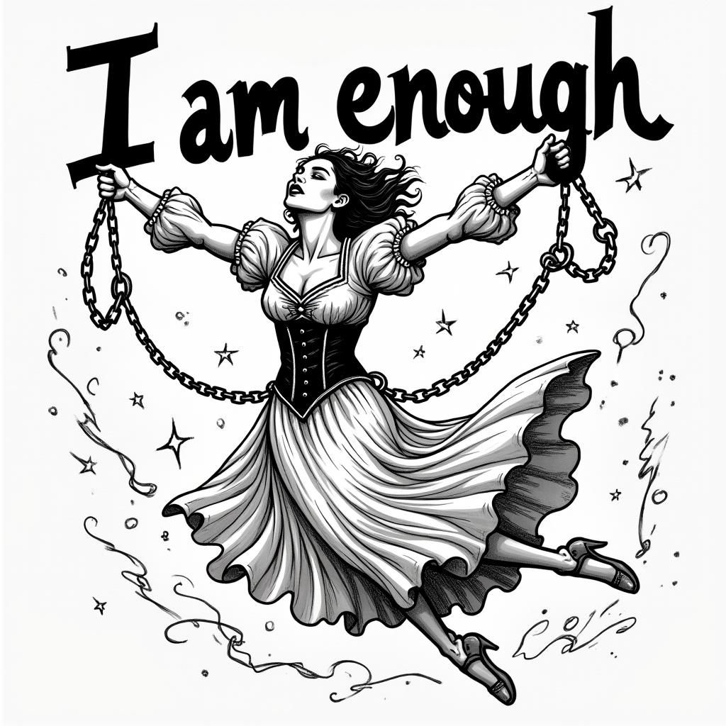 Trapeze Artist Escapes Chains in Pen and Ink Zine Art