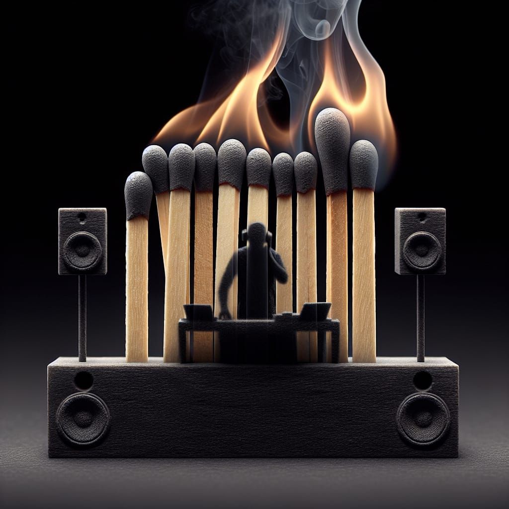 Photorealistic Closeup of a Standing Wooden Match with a Sil...