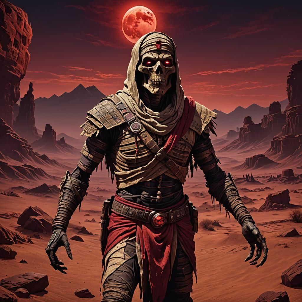 Mummy Unravels Under a Crimson Blood Moon