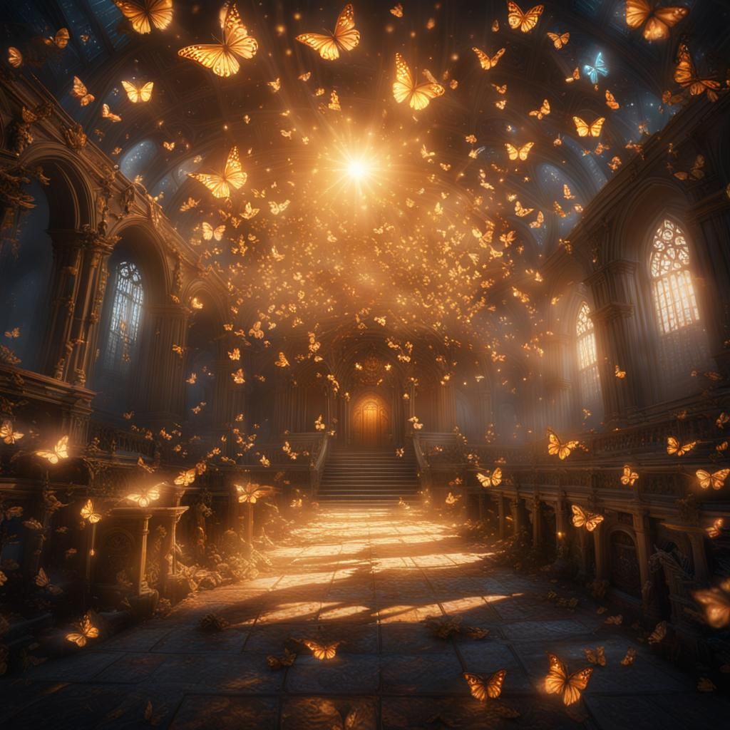 Supernatural Butterflies Ascending in Light