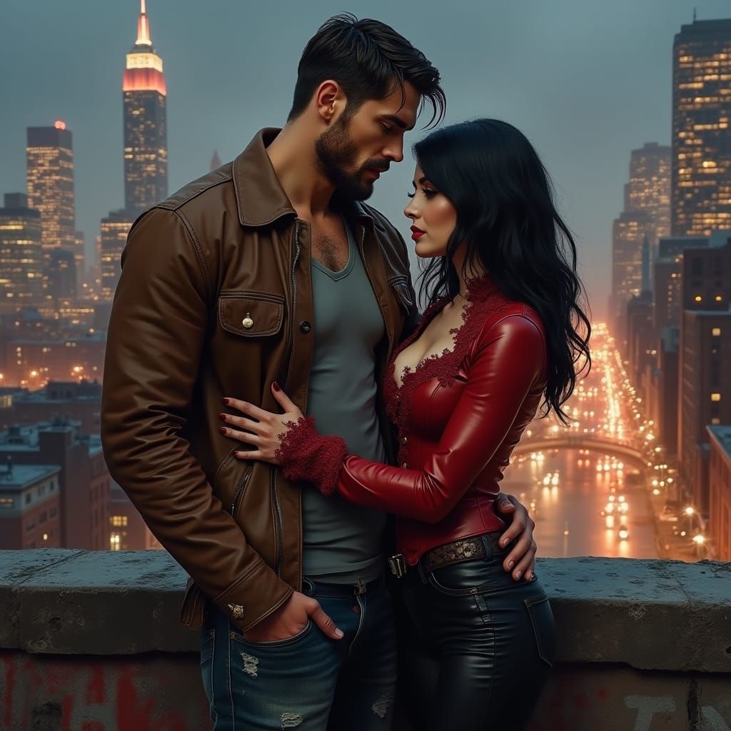 Hyper-Realistic Portrait of a Muscular Man and a Woman on a ...