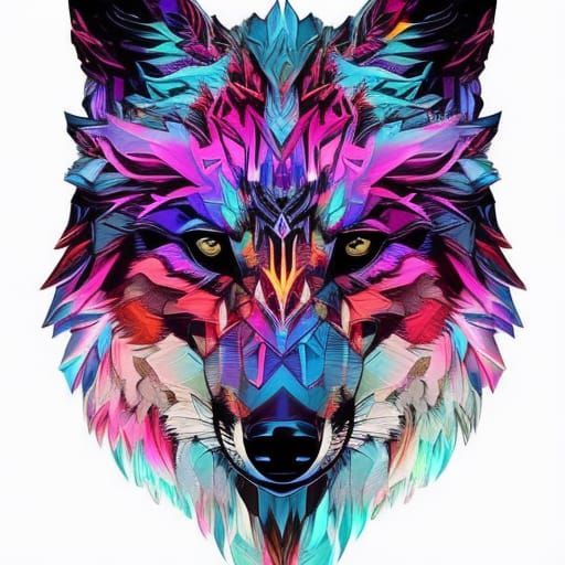 Mystical Bismuth Wolf with Angelic Aura