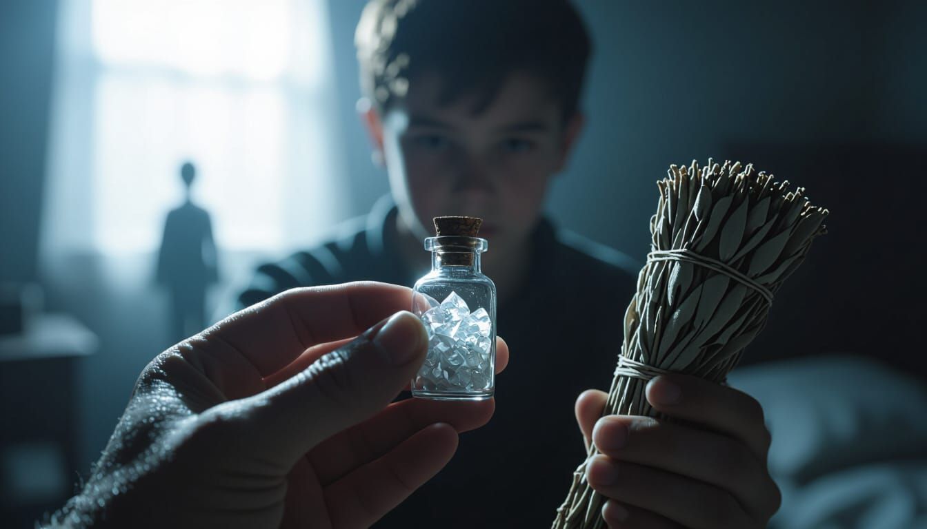 Mysterious Crystals and Sage in a Tense Bedroom