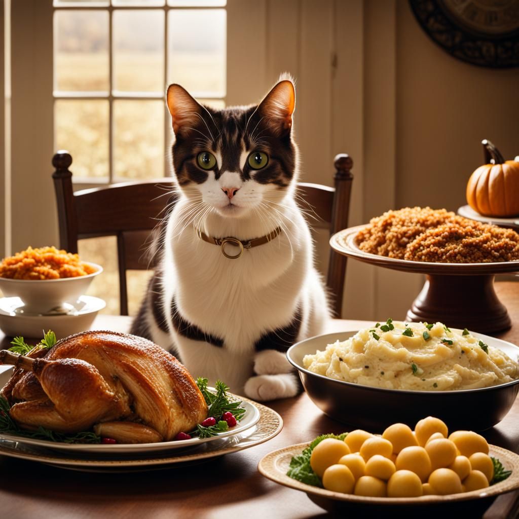 Dreamy Thanksgiving Cat Dinner