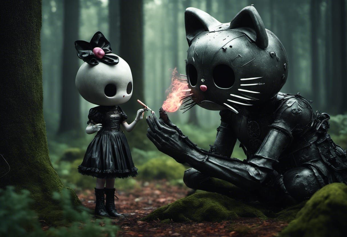 Gothic Hello Kitty's Surreal Forest Hallucination