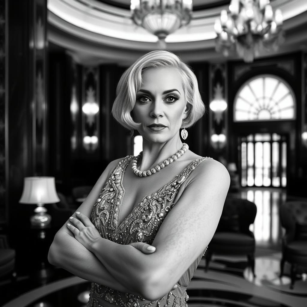 Elegant Trans Woman in Art Deco Style